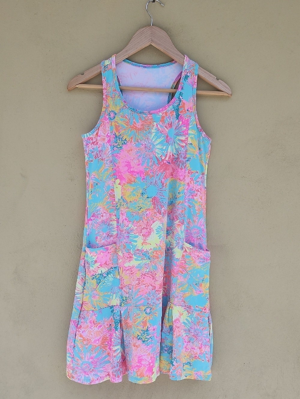 Donajo Pastel Tie-Dye Swim Dress Top - Pink & Aqua